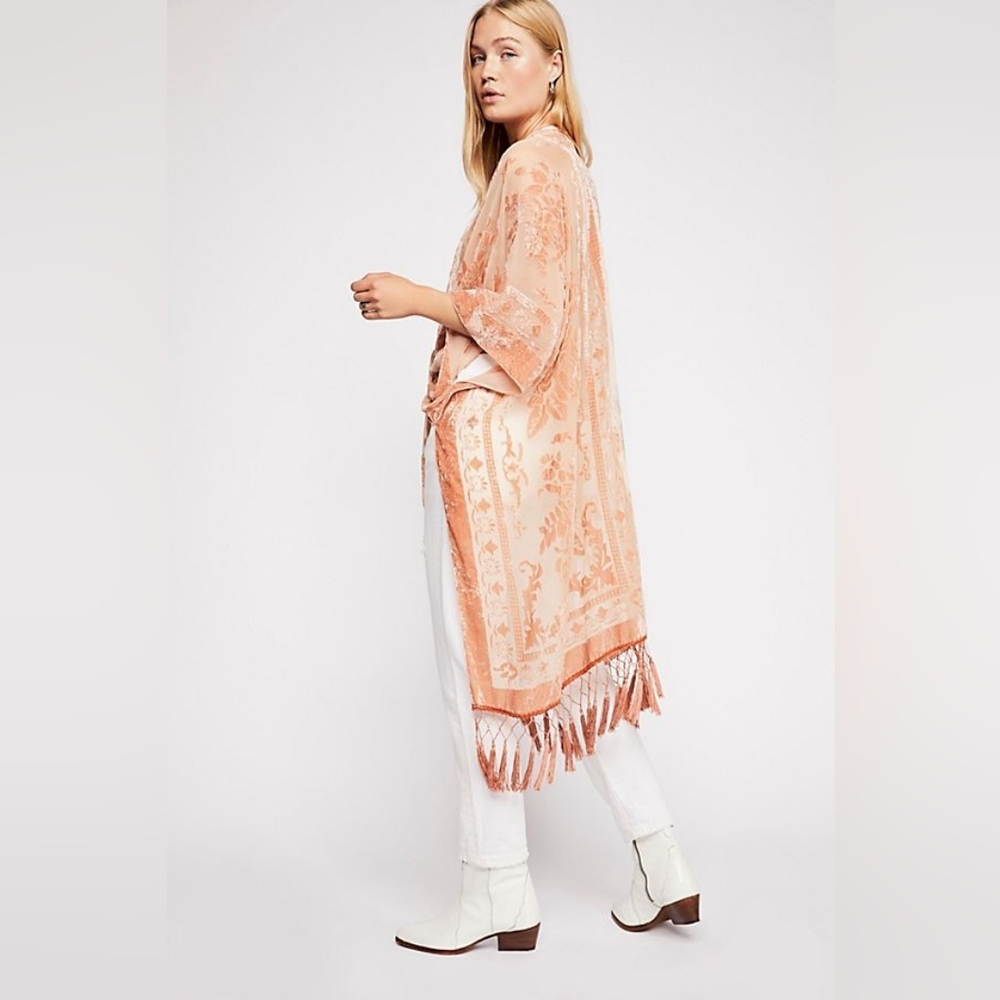 NWT Free People Nightbird Velvet Burnout Kimono Duster